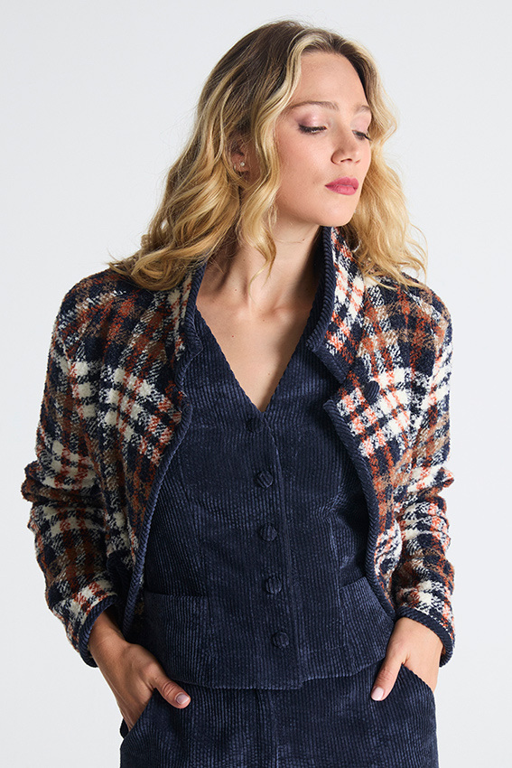 MITTE gilet ribfluweel-marine