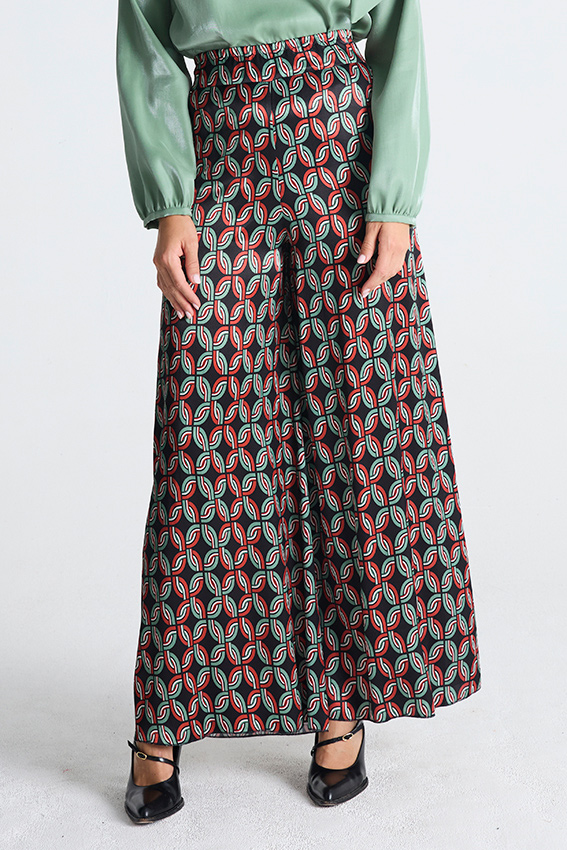 DANZE pantalon zwart-groen-roest